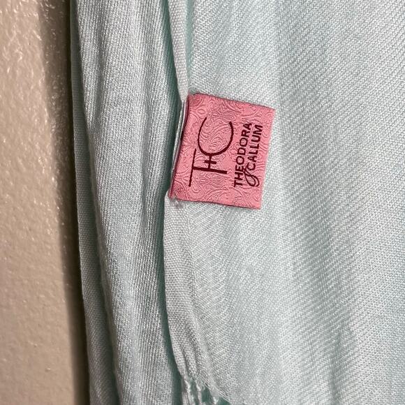 Theodora & Callum Scarf 28x76 Fringe Viscose Knit Blue Rectangle Shawl Minimal - Picture 7 of 11